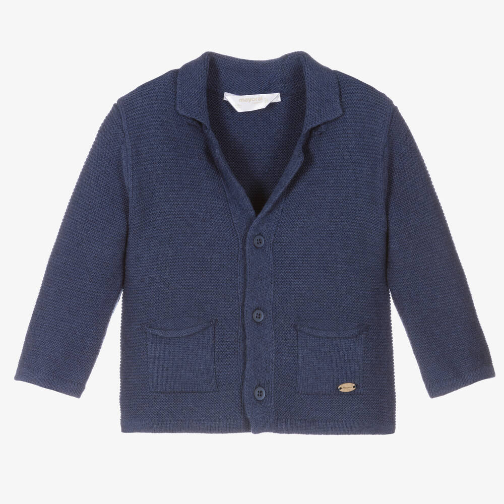 Mayoral - Blaue Baumwoll- & Wollstrickjacke | Childrensalon