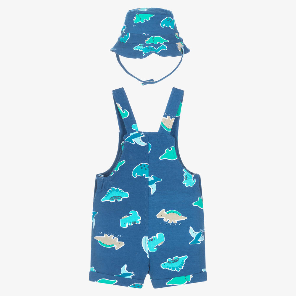 Mayoral-Baby Boys Blue Dinosaur Dungaree Set | Childrensalon Outlet