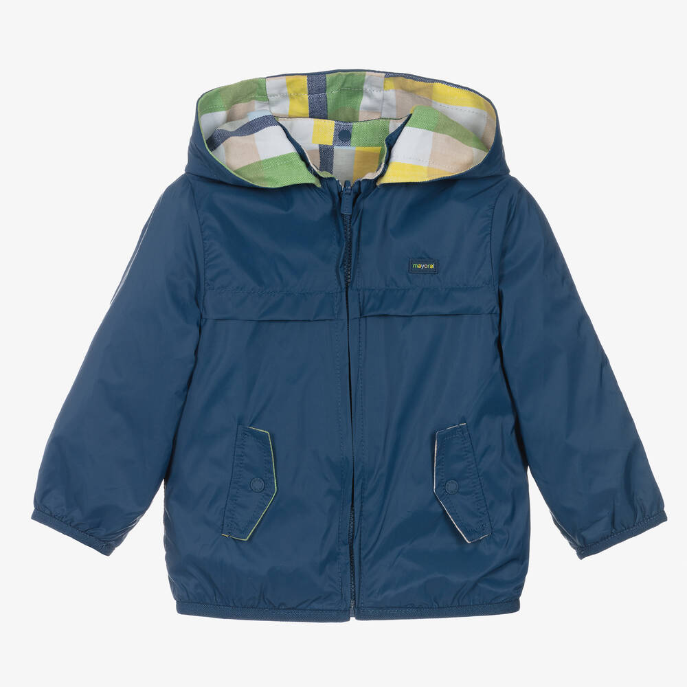 Mayoral Newborn-Baby Boys Blue & Green Reversible Jacket | Childrensalon Outlet