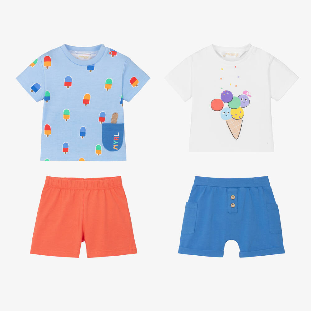 Mayoral Для новорожденных-Baby Boys Blue Ice Cream Shorts Set (2 Pack) | Childrensalon Outlet