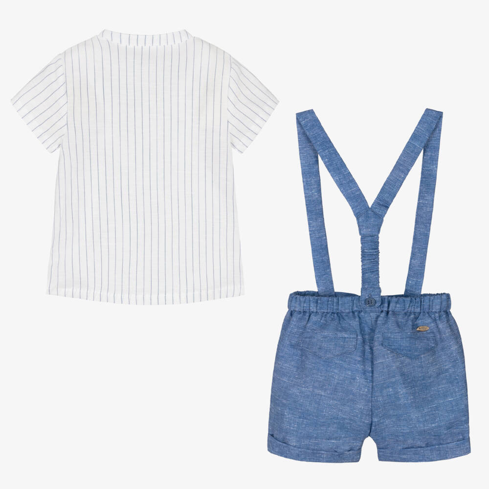 Mayoral-Рубашка и синие шорты из льна | Childrensalon Outlet