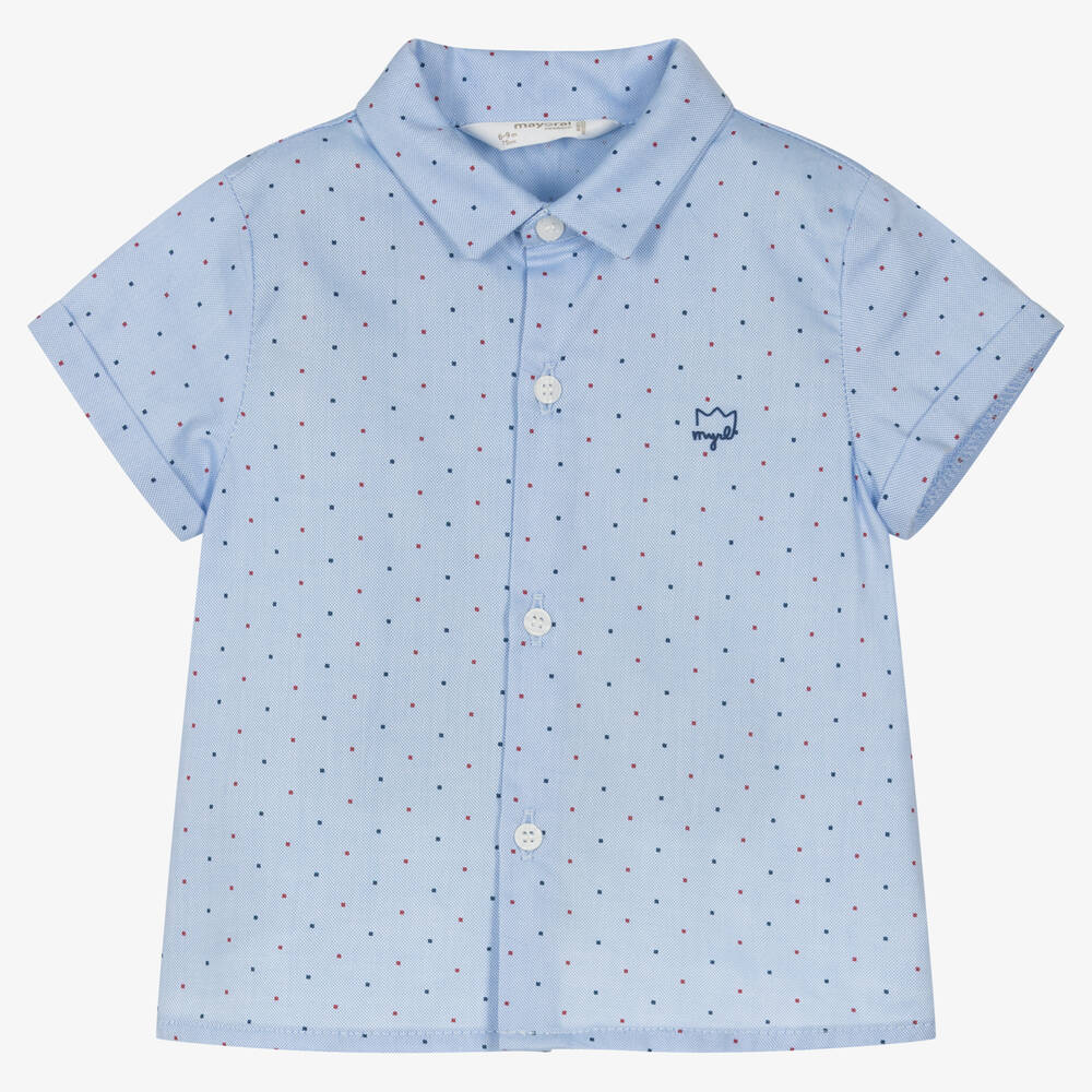 Mayoral - Голубая рубашка из органического хлопка | Childrensalon