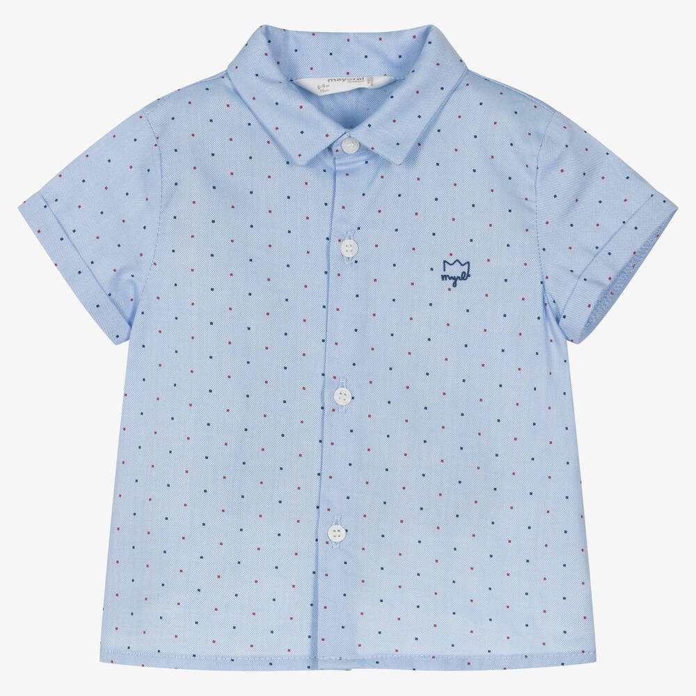 Mayoral-Baby Boys Blue Organic Cotton Shirt | Childrensalon Outlet