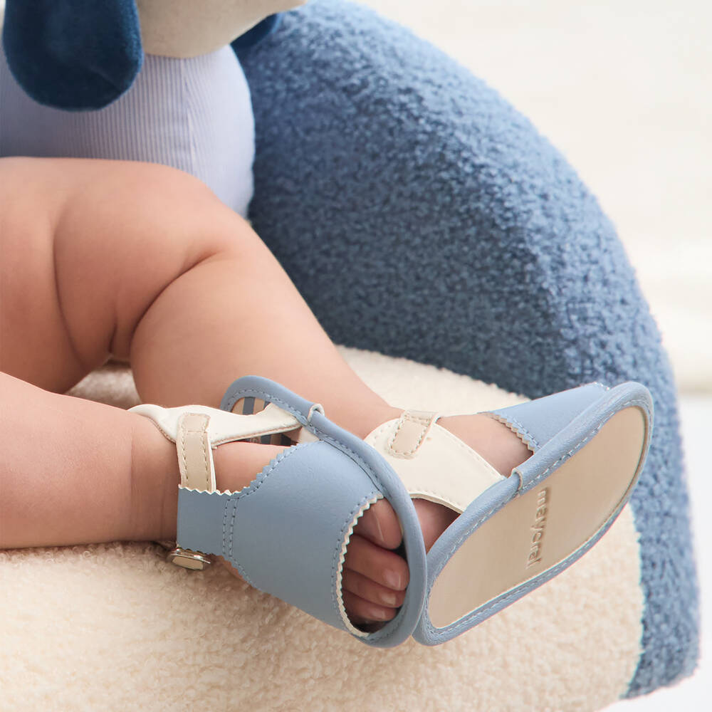 Mayoral Newborn-صندل جلد صناعي لون أزرق لمرحلة قبل المشي | Childrensalon Outlet