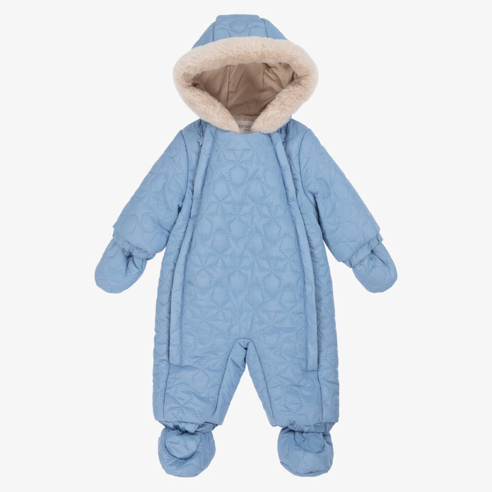 Mayoral Newborn-Baby Boys Blue Quilted Snowsuit | Childrensalon Outlet
