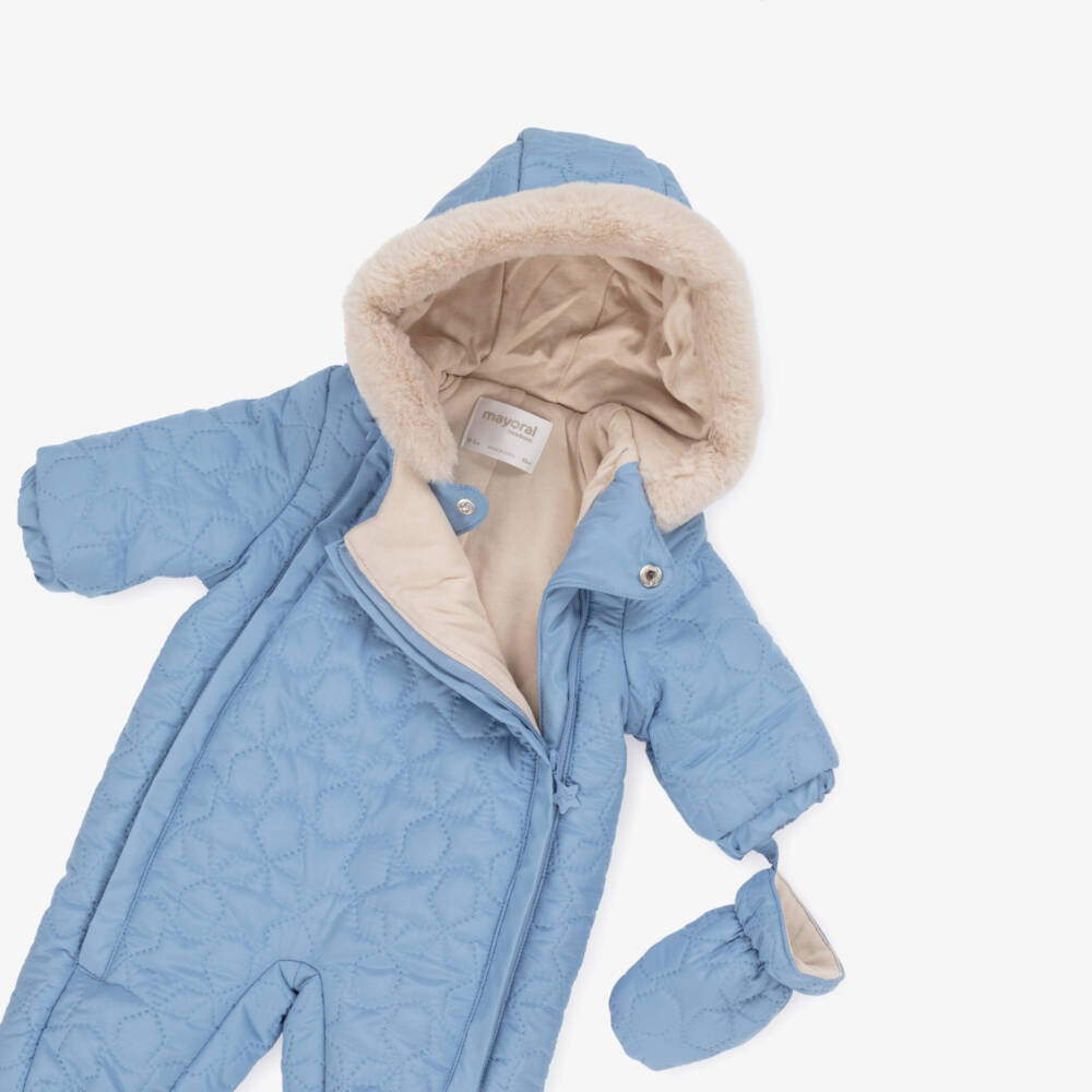 Mayoral Newborn-Baby Boys Blue Quilted Snowsuit | Childrensalon Outlet