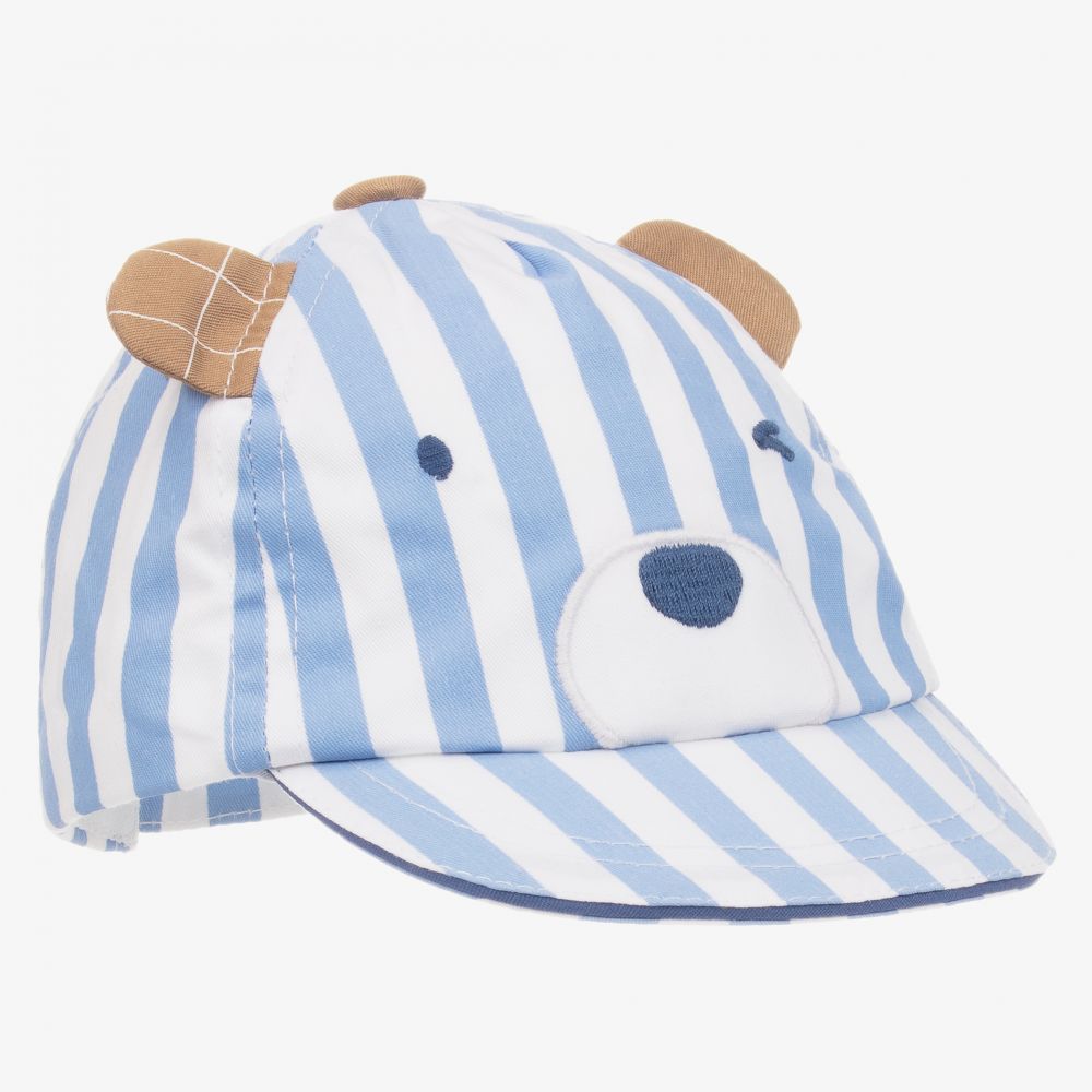 Mayoral Newborn - Blau gestreiftes Baby-Bärencap (J) | Childrensalon