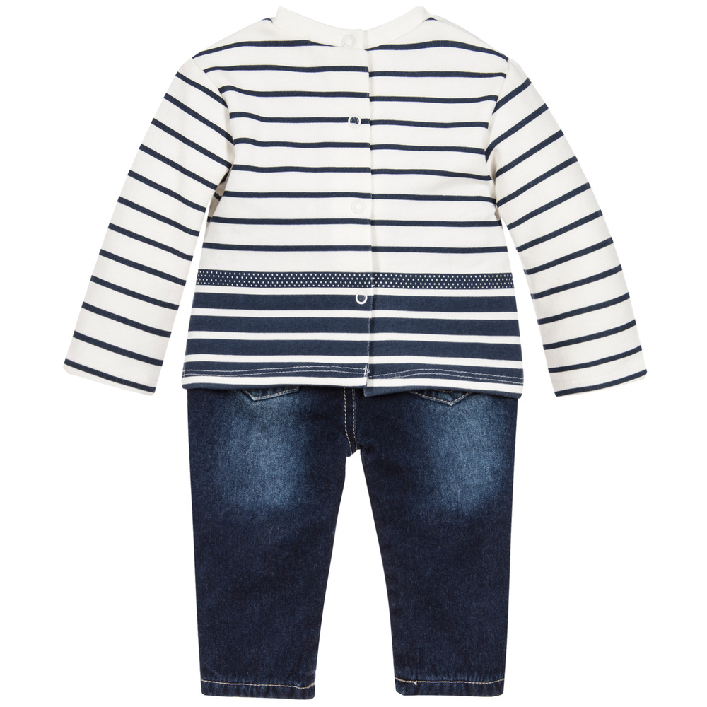 Mayoral Newborn-Baby Boys Blue Striped Outfit | Childrensalon Outlet