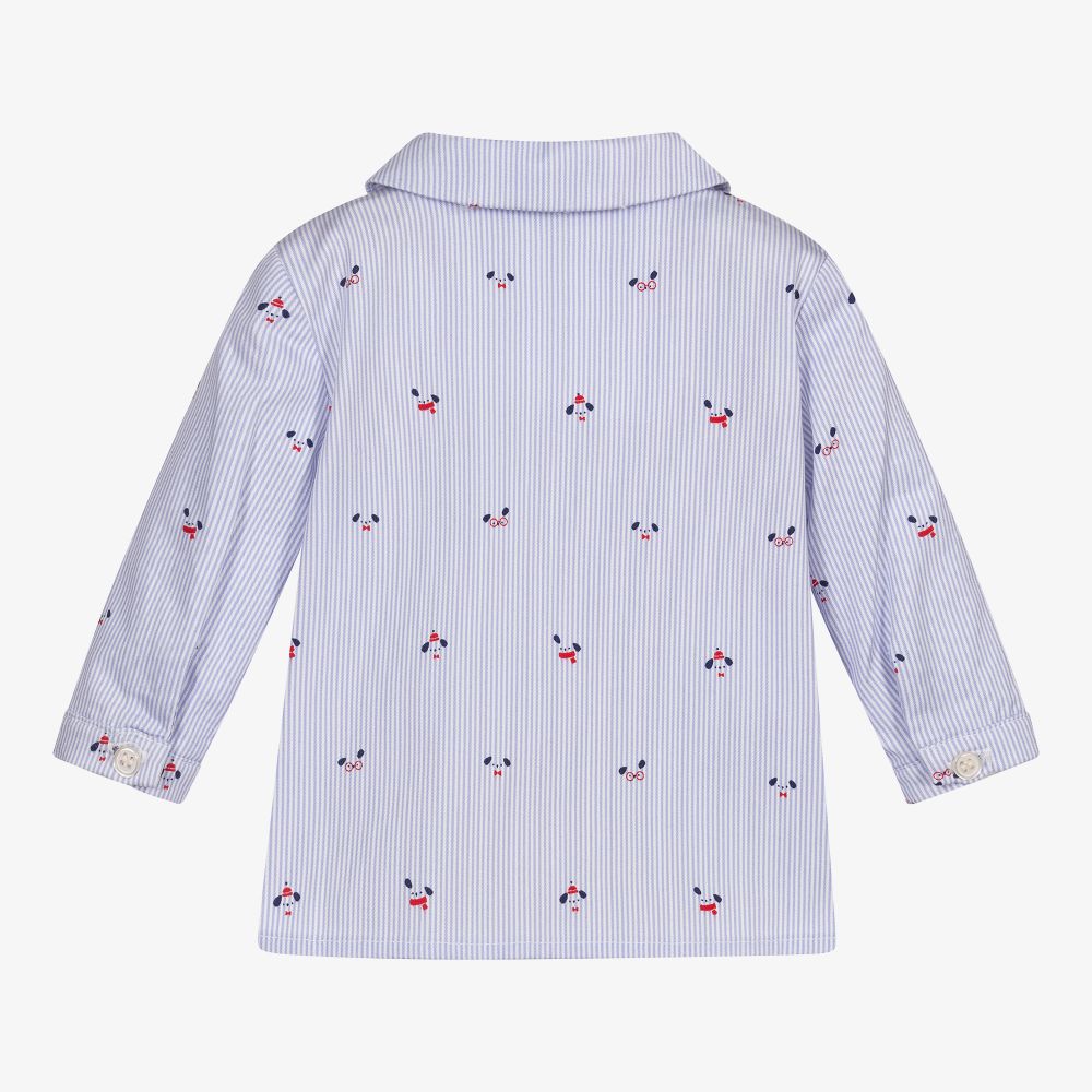 Mayoral Newborn Baby Boys Blue Striped Shirt Childrensalon Outlet