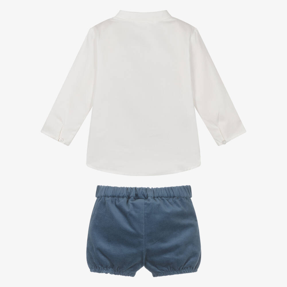 Mayoral Newborn-Baby Boys Blue Velvet Shorts Set | Childrensalon Outlet