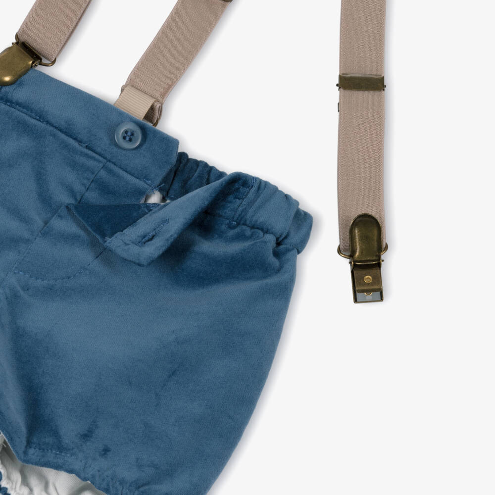 Mayoral Newborn-Baby Boys Blue Velvet Shorts Set | Childrensalon Outlet