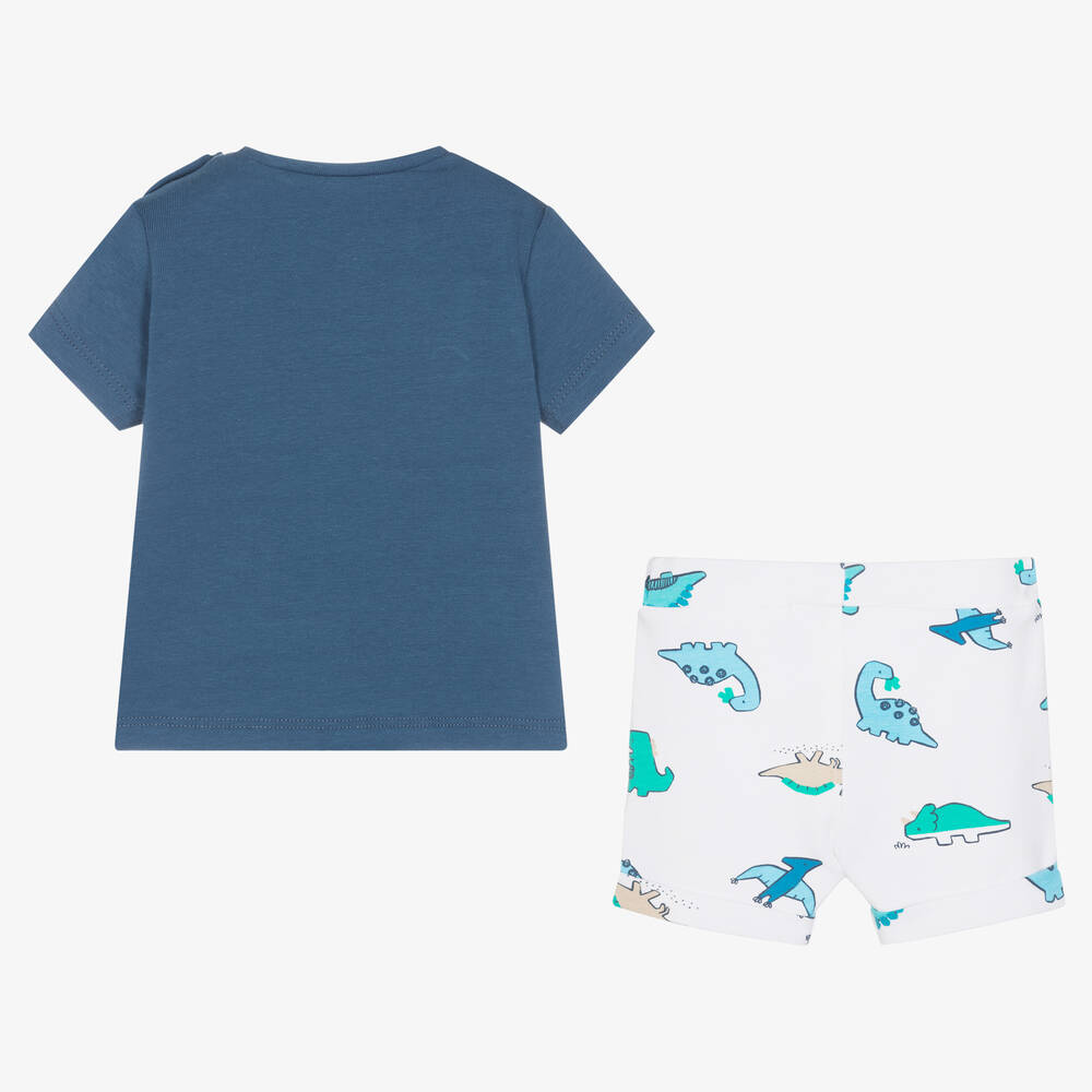 Mayoral-طقم شورت قطن عضوي لون أزرق وأبيض للمواليد | Childrensalon Outlet