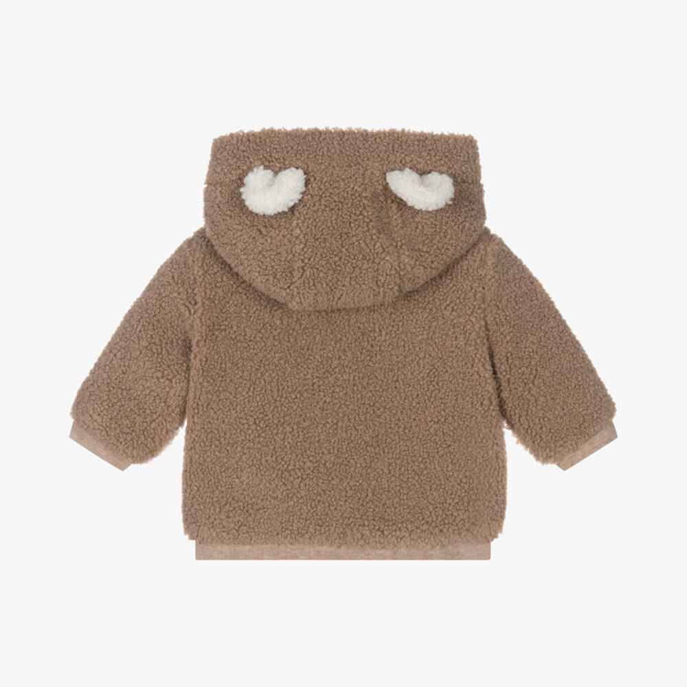 Mayoral Newborn-Baby Boys Brown Sherpa Hoodie | Childrensalon Outlet