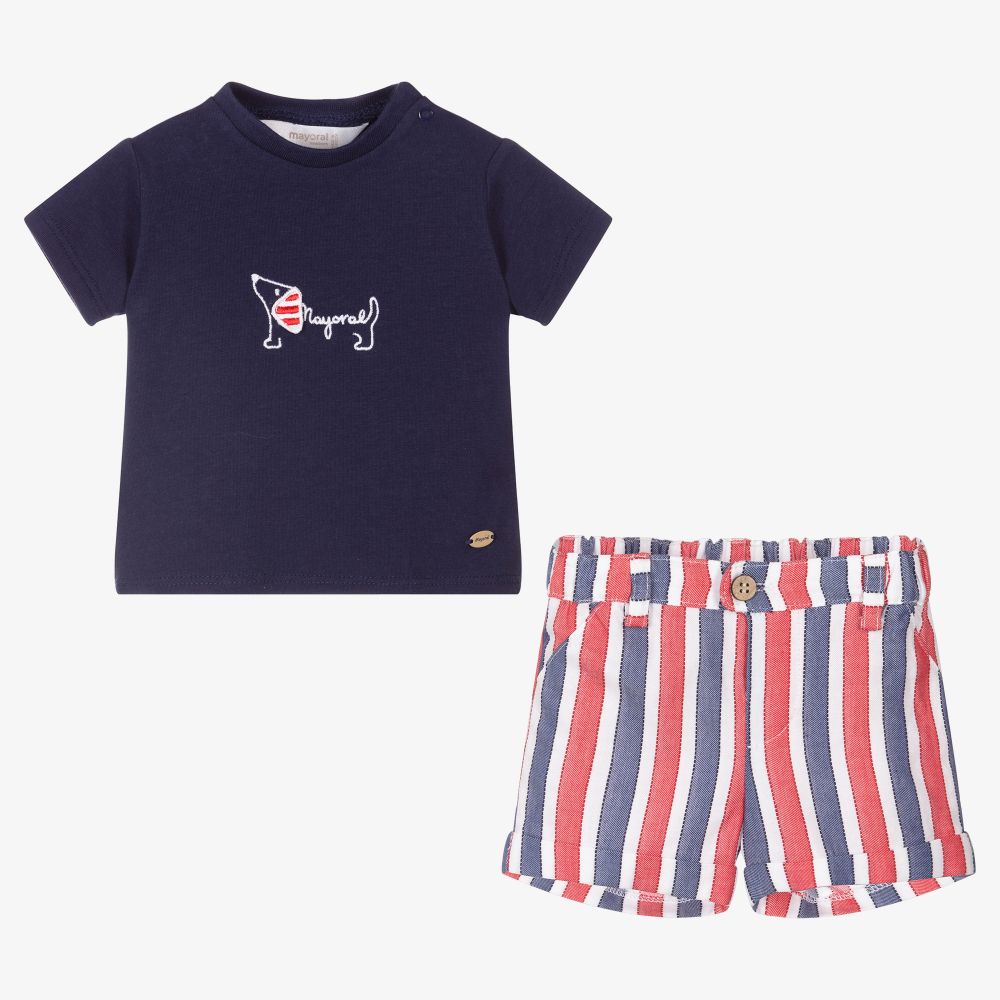 مايورال Newborn-طقم شورت وتوب قطن جيرسي لون كحلي | Childrensalon Outlet