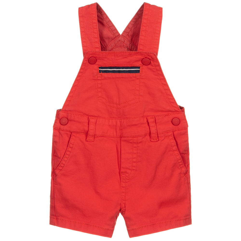 Red best sale dungaree shorts