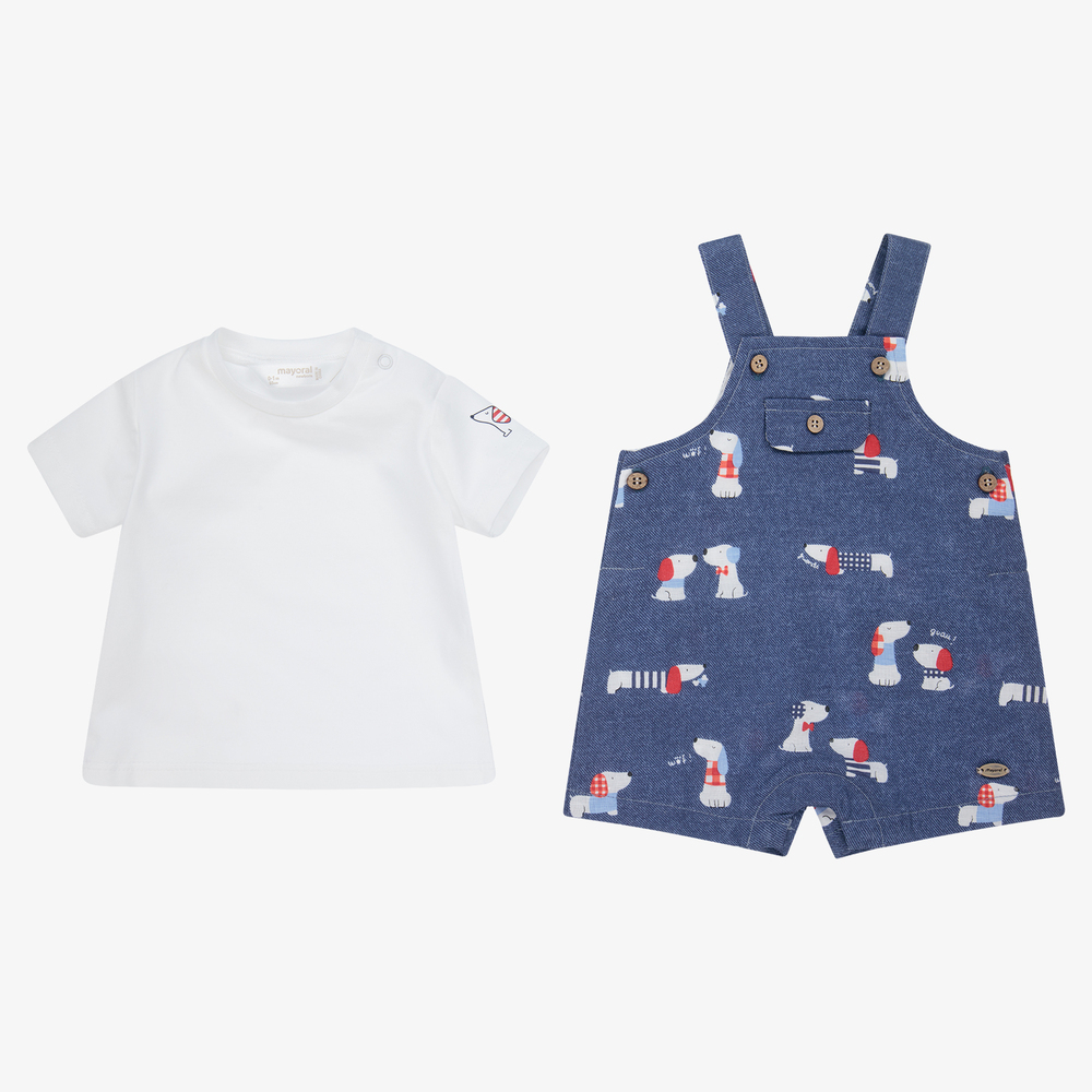 Mayoral Newborn-Baby Boys Dungaree Shorts Set | Childrensalon Outlet