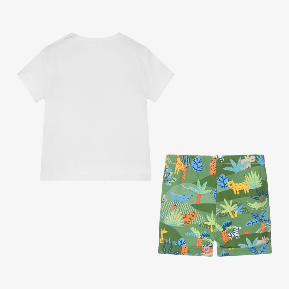 Mayoral Newborn-Baby Boys Green Cotton Jungle Shorts Set | Childrensalon Outlet