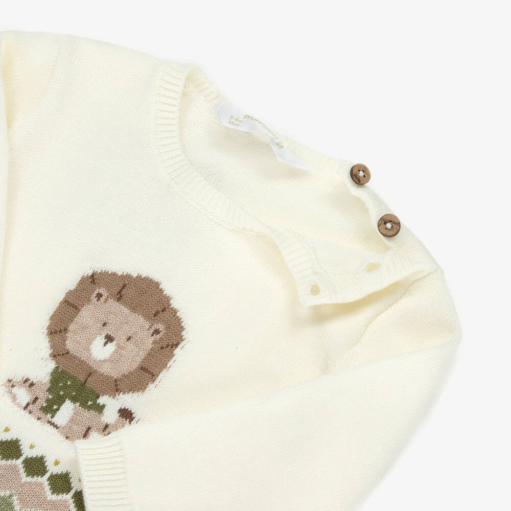 Mayoral Newborn-Baby Boys Green Cotton Knit 2 Piece Lion Babygrow | Childrensalon Outlet