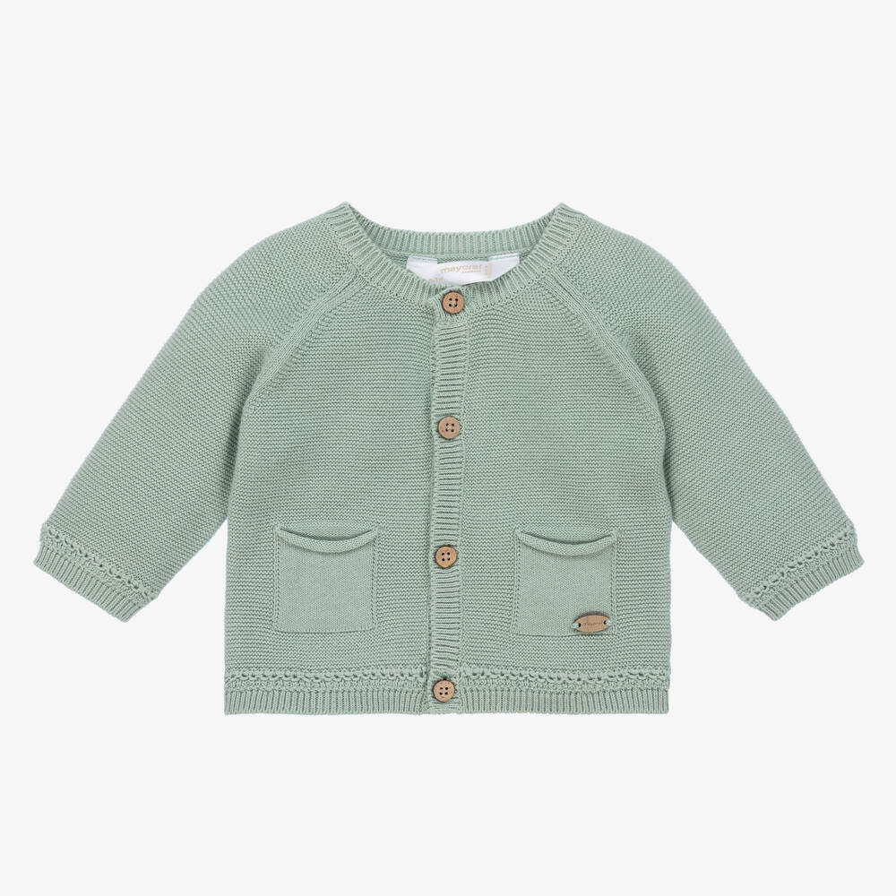 Mayoral - Baby Boys Green Cotton Knit Cardigan | Childrensalon