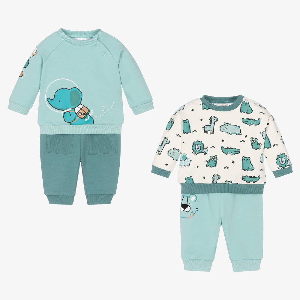Mayoral-Baby Boys Green Cotton Tracksuits (2 Pack) | Childrensalon Outlet