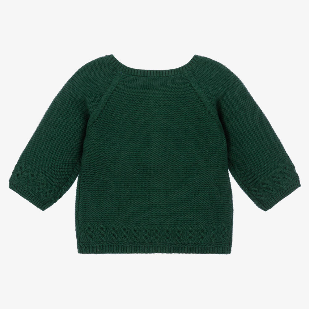 Mayoral-Baby Boys Green Cotton & Wool Knit Cardigan | Childrensalon Outlet