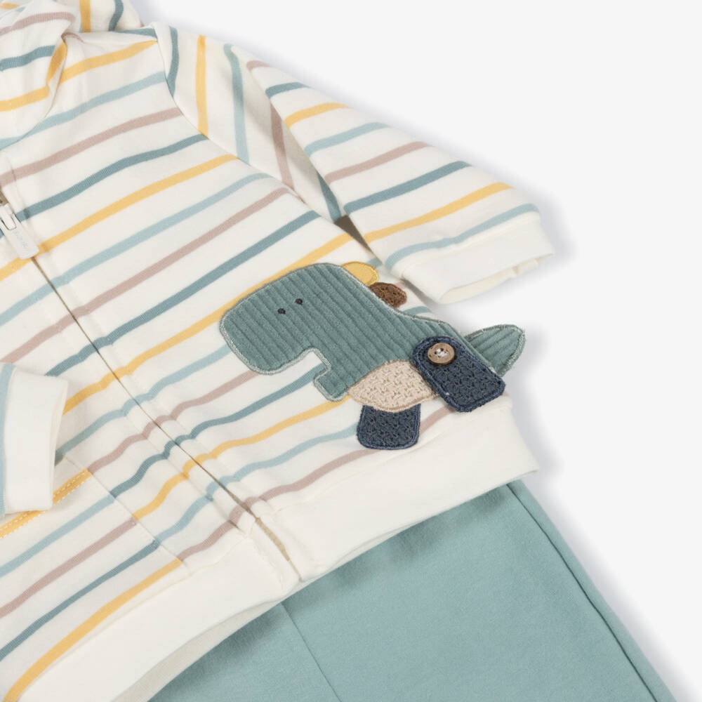 Mayoral Newborn-Baby Boys Green & Ivory Cotton Dinosaur Tracksuit Set | Childrensalon Outlet