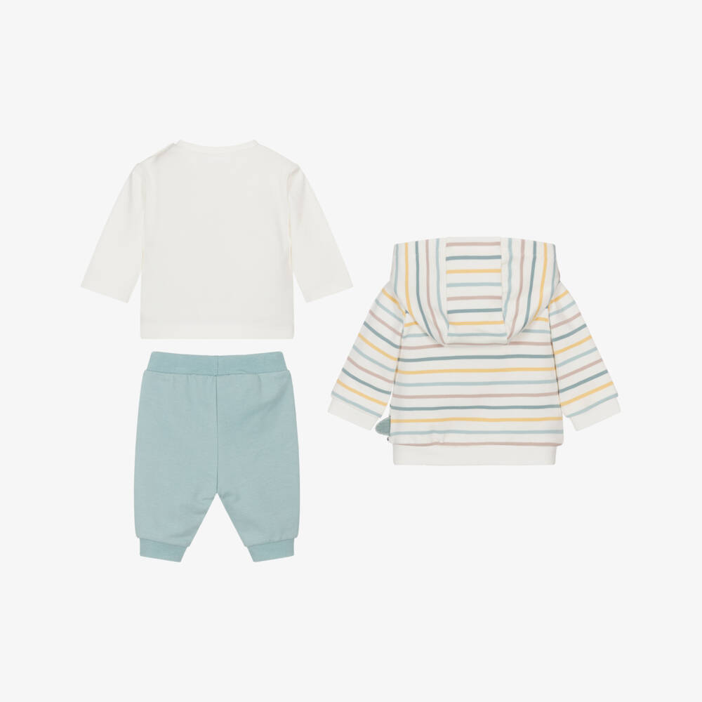 Mayoral Newborn-Baby Boys Green & Ivory Cotton Dinosaur Tracksuit Set | Childrensalon Outlet