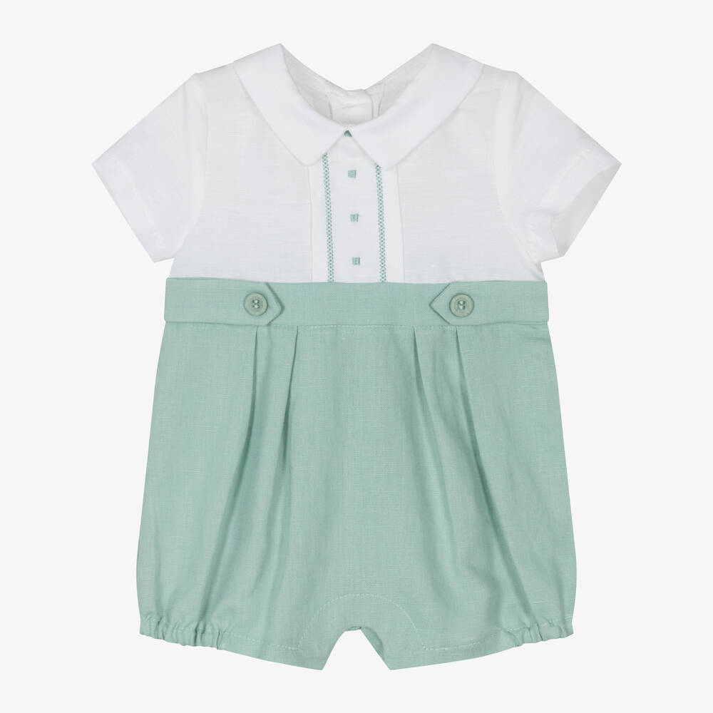 Mayoral-Baby Boys Green Linen & Cotton Shortie | Childrensalon Outlet