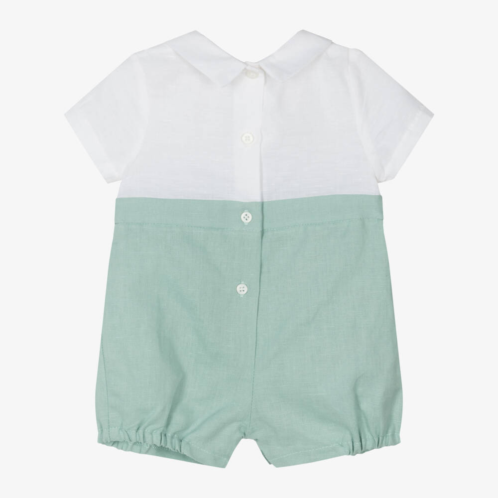 Mayoral-Baby Boys Green Linen & Cotton Shortie | Childrensalon Outlet