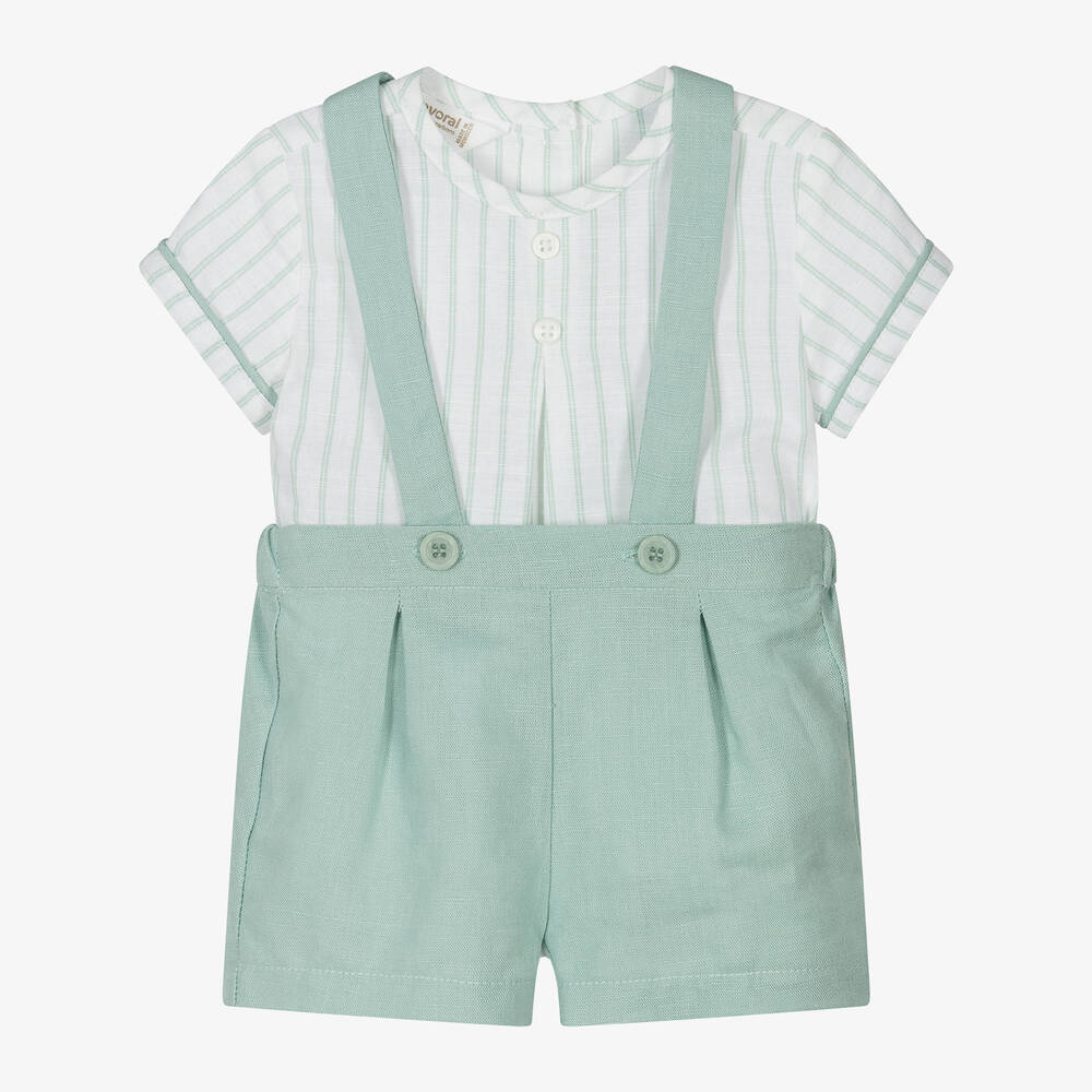 Mayoral-Baby Boys Green Linen & Cotton Shorts Set | Childrensalon Outlet