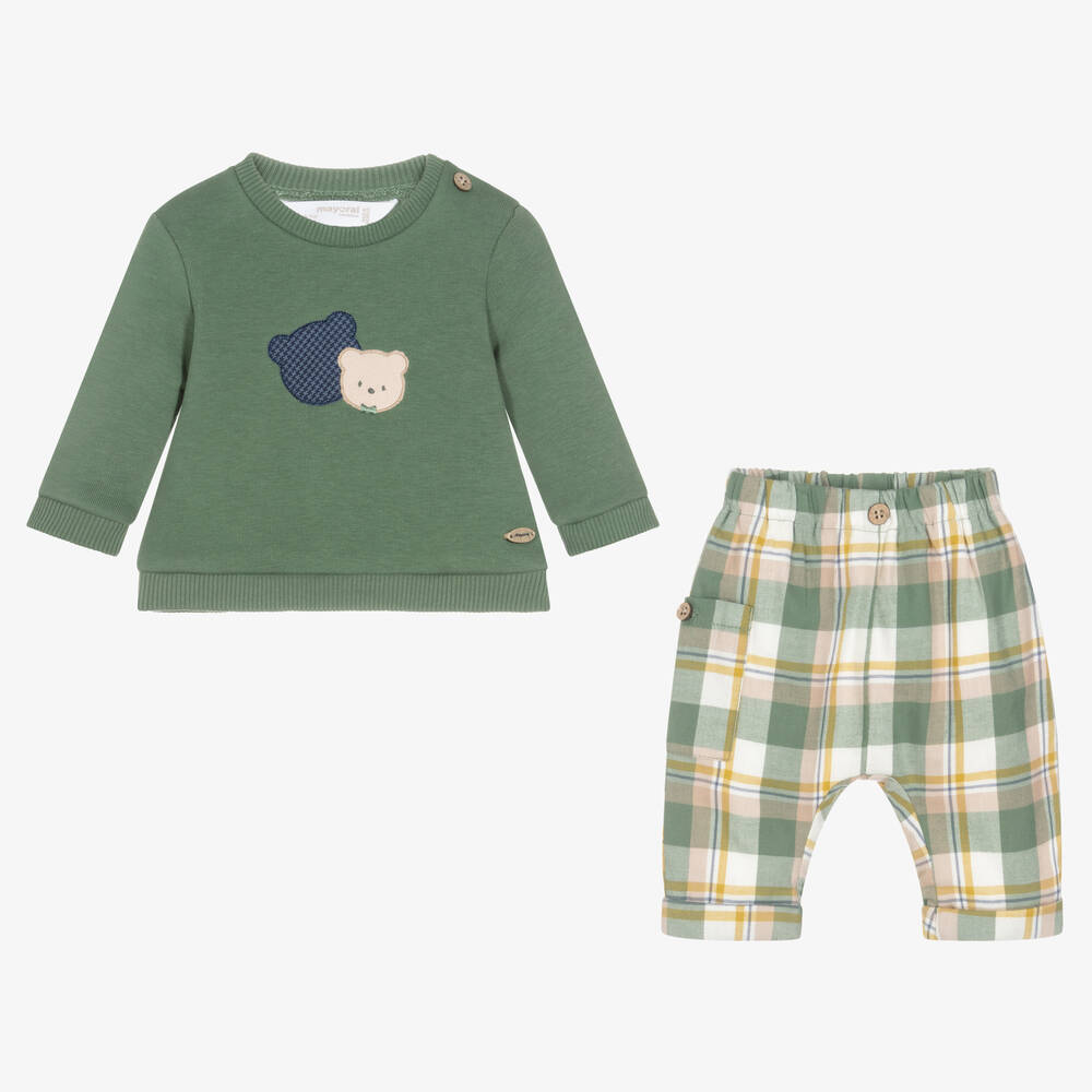 Mayoral Для новорожденных-Зеленый топ и штанишки для малышей | Childrensalon Outlet