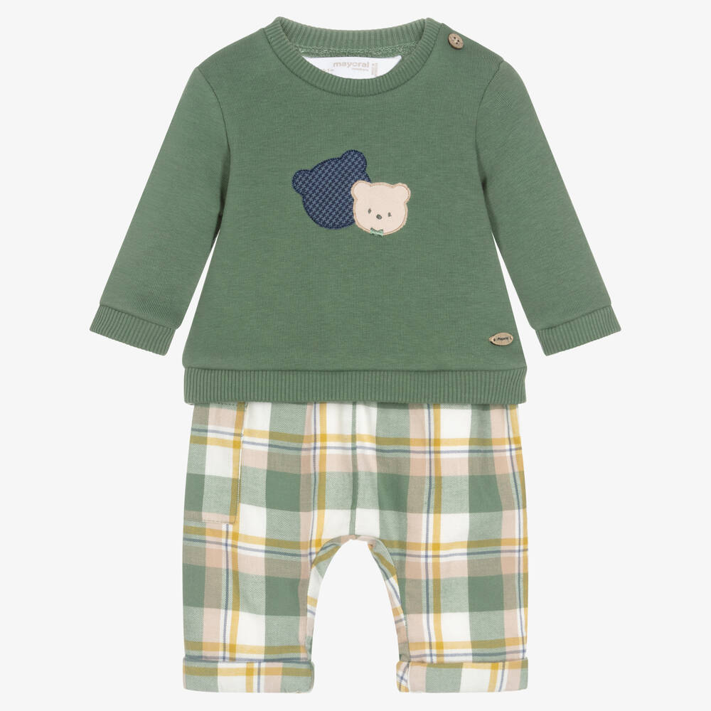 Mayoral Newborn - Зеленый топ и штанишки для малышей | Childrensalon