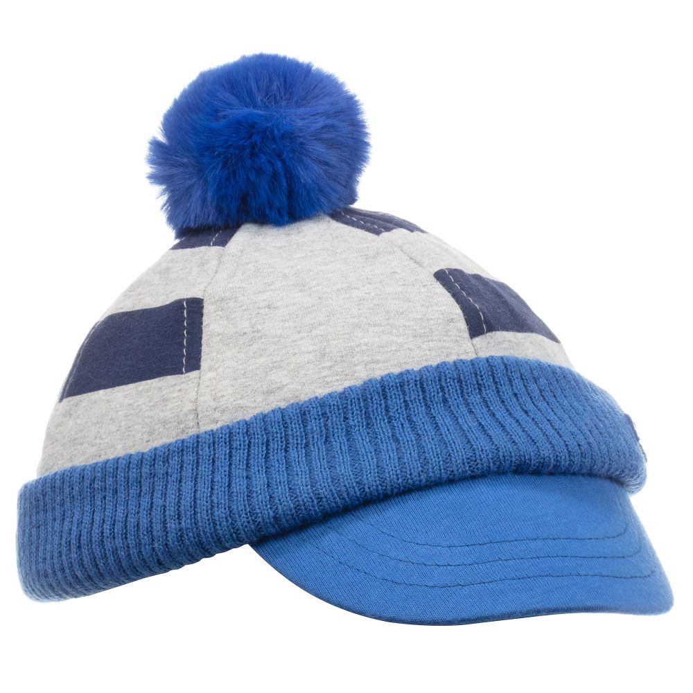 Mayoral Newborn - Baby Boys Grey & Blue Cap | Childrensalon