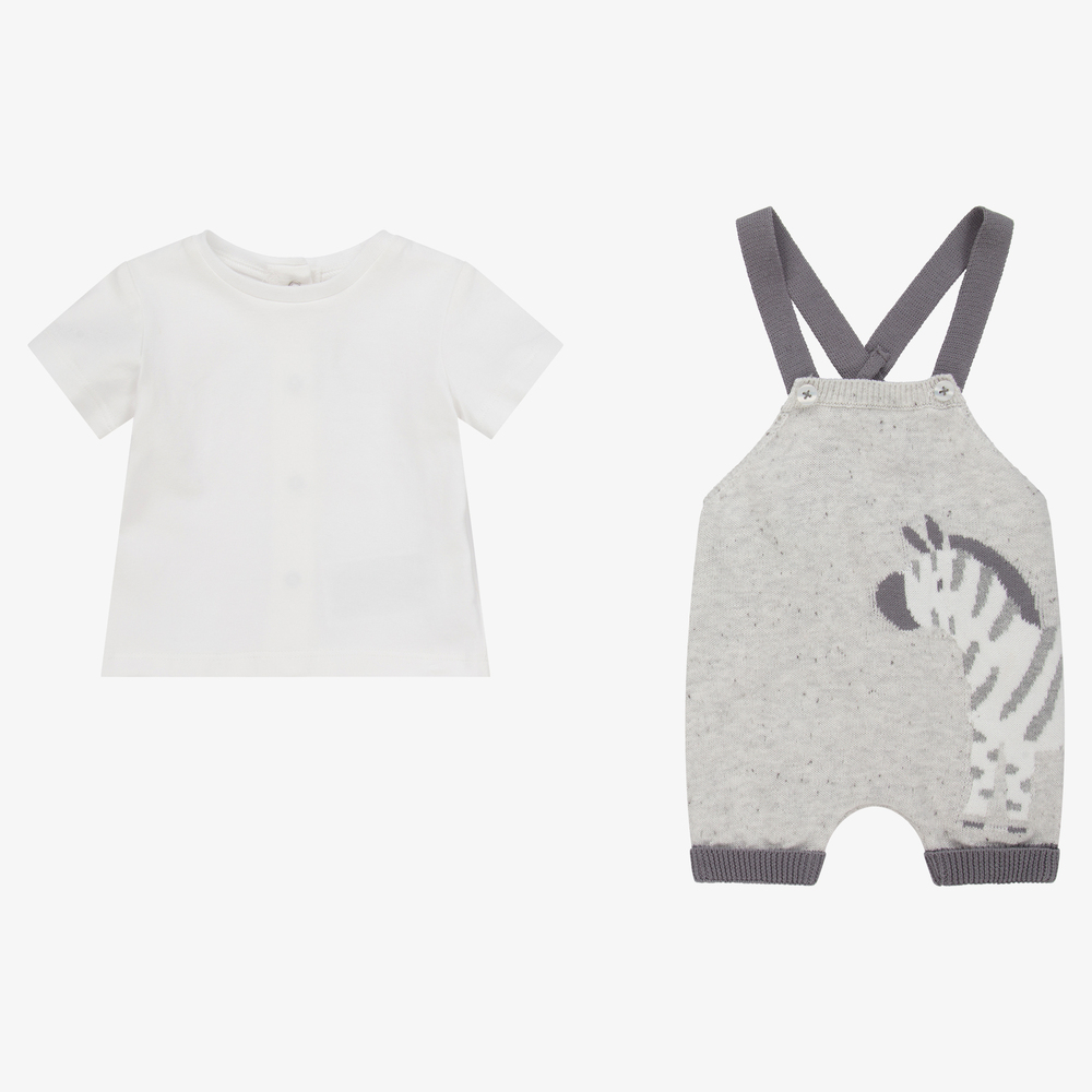 Mayoral Newborn Baby Boys Grey Dungaree Set Childrensalon Outlet