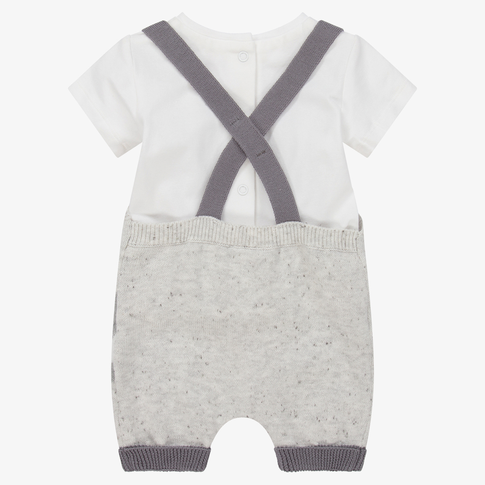 Mayoral Newborn Baby Boys Grey Dungaree Set Childrensalon Outlet