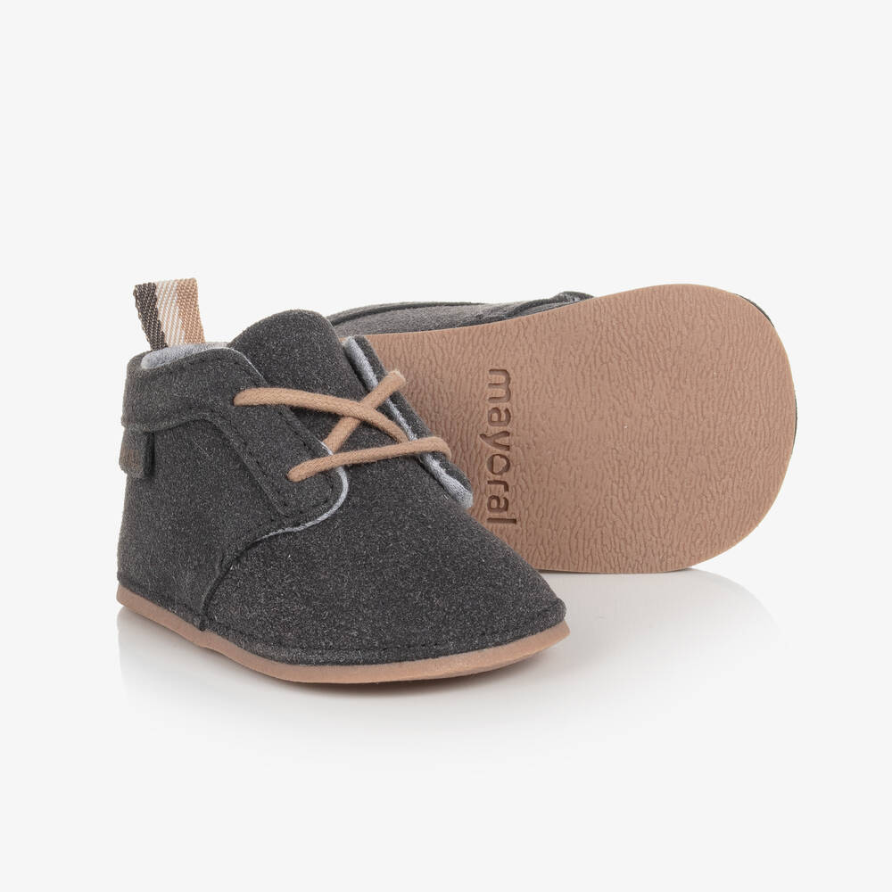 Mayoral - Baby Boys Grey Lace-Up Pre-Walker Boots | Childrensalon