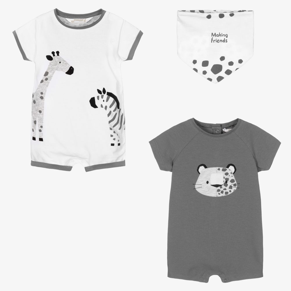 Mayoral Newborn - Graues Baumwollspieler-Set (J) | Childrensalon