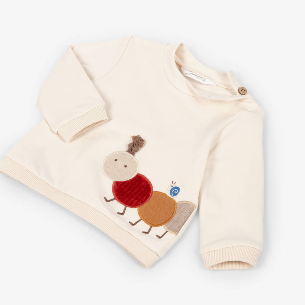Mayoral Newborn-Baby Boys Ivory & Blue Cotton Caterpillar Trouser Set | Childrensalon Outlet