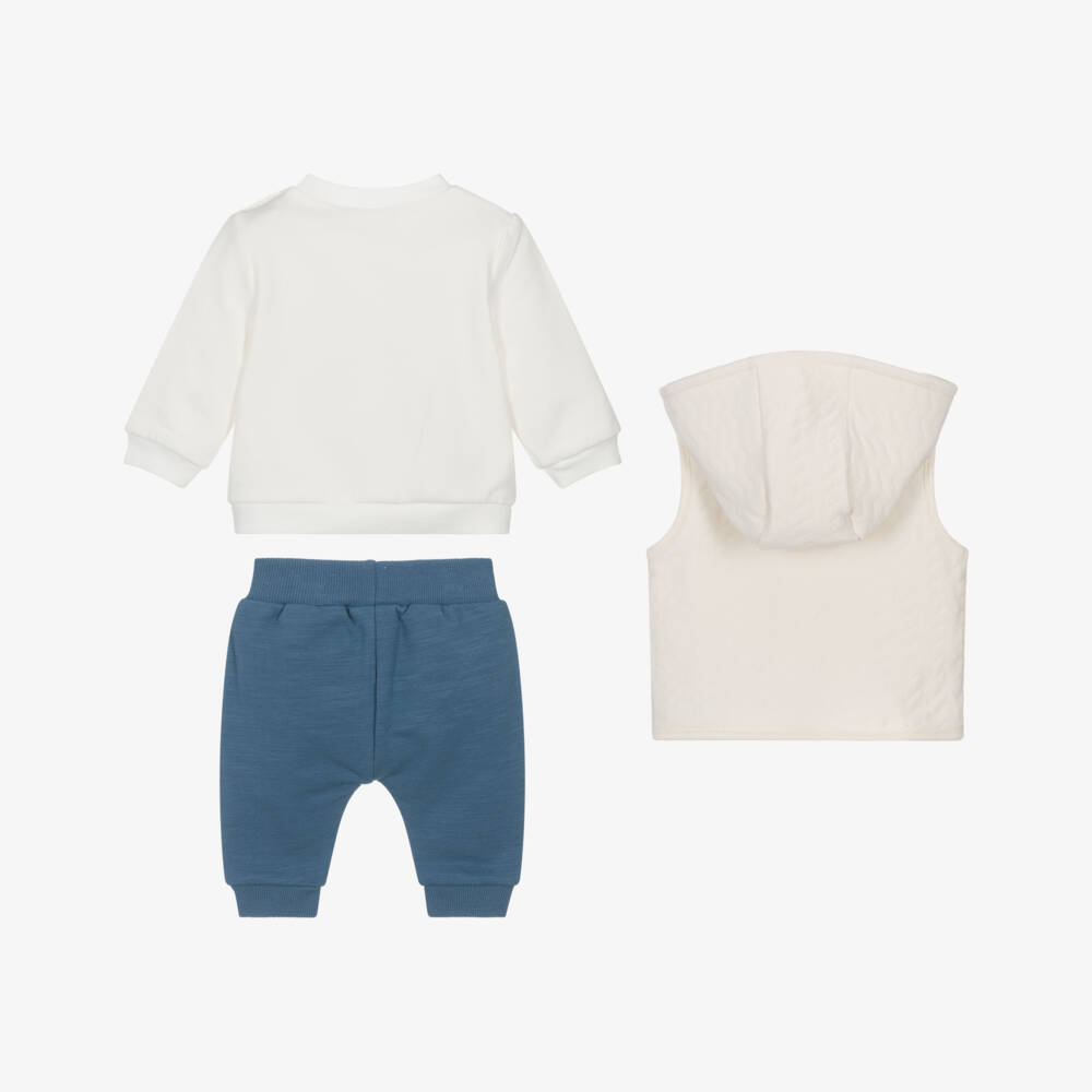 Mayoral Newborn-Baby Boys Ivory & Blue Outer Space Tracksuit Set | Childrensalon Outlet