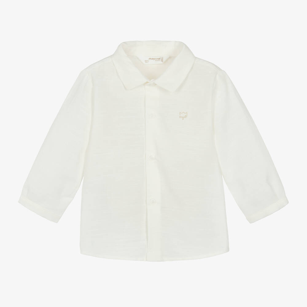 Mayoral Newborn-Baby Boys Ivory Cotton & Linen Shirt | Childrensalon Outlet