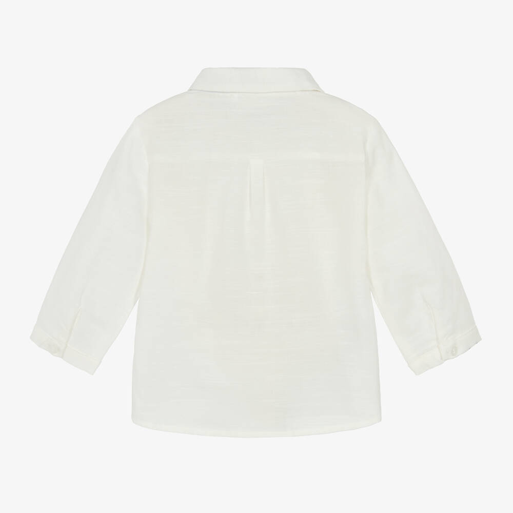 Mayoral Newborn-Baby Boys Ivory Cotton & Linen Shirt | Childrensalon Outlet