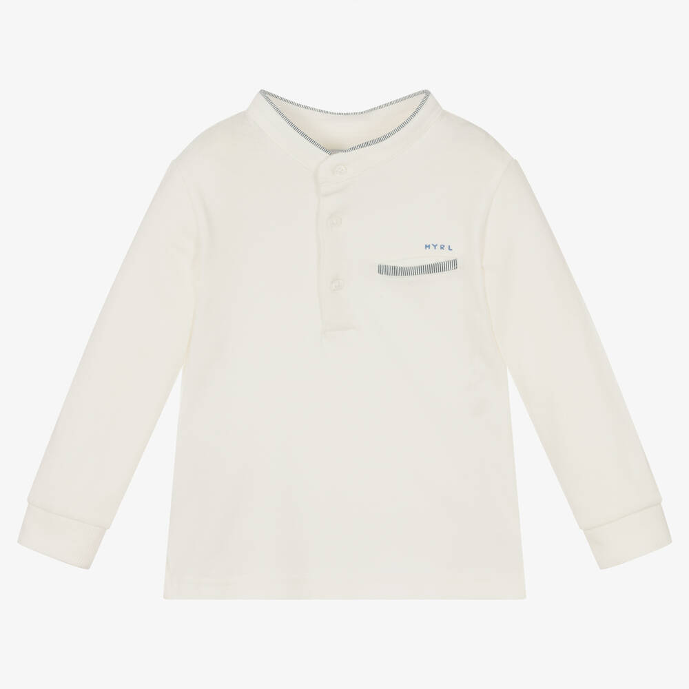 Mayoral-Baby Boys Ivory Cotton Polo Shirt | Childrensalon Outlet
