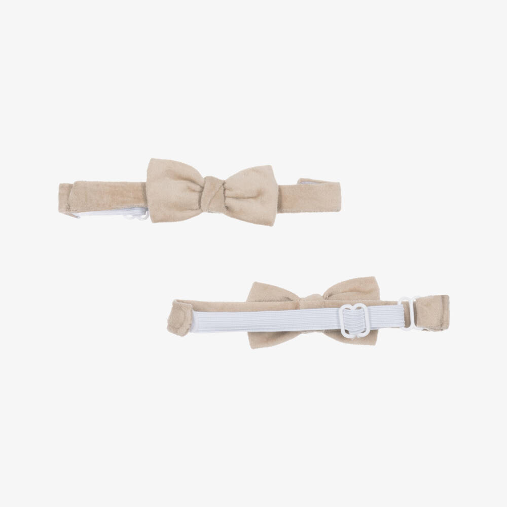 Mayoral Newborn-Baby Boys Ivory Cotton Shirt & Beige Bow Tie | Childrensalon Outlet