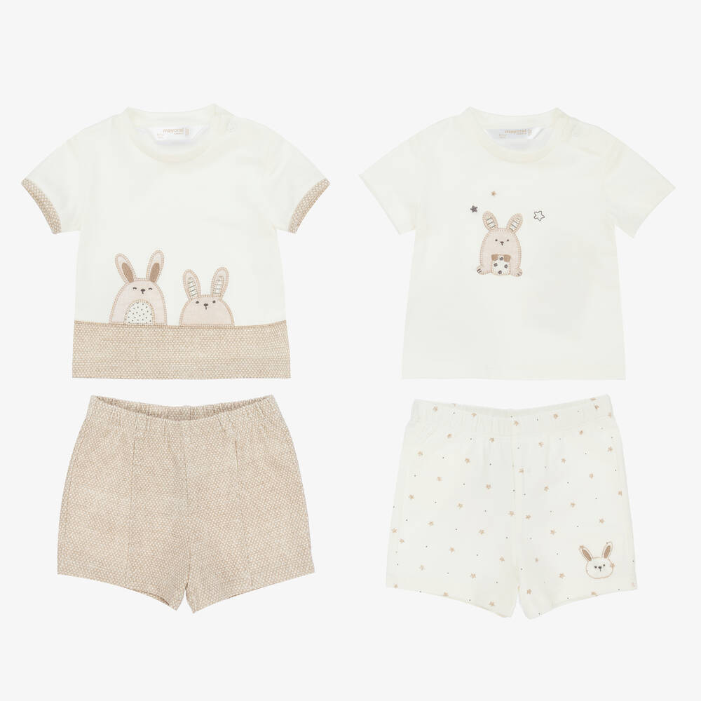 Mayoral-Baby Boys Ivory Cotton Shorts Set (2 Pack) | Childrensalon Outlet
