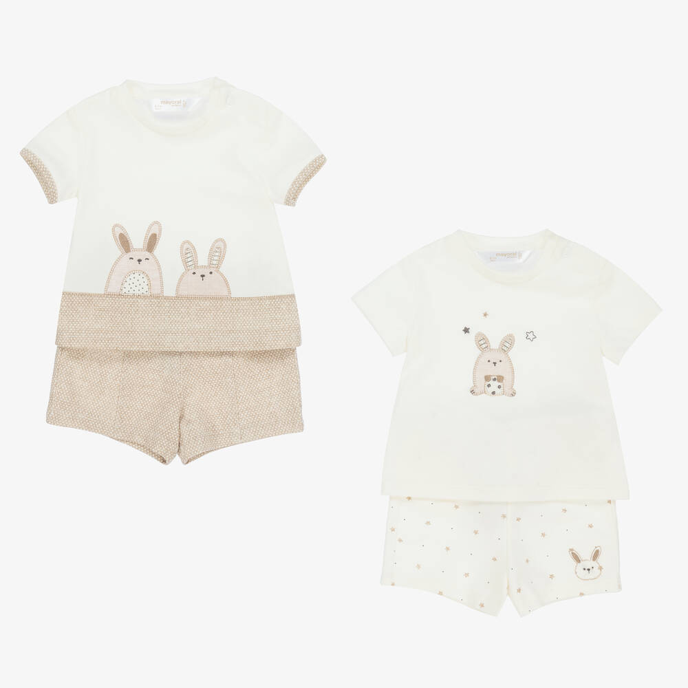 Mayoral - Baby Boys Ivory Cotton Shorts Set (2 Pack) | Childrensalon