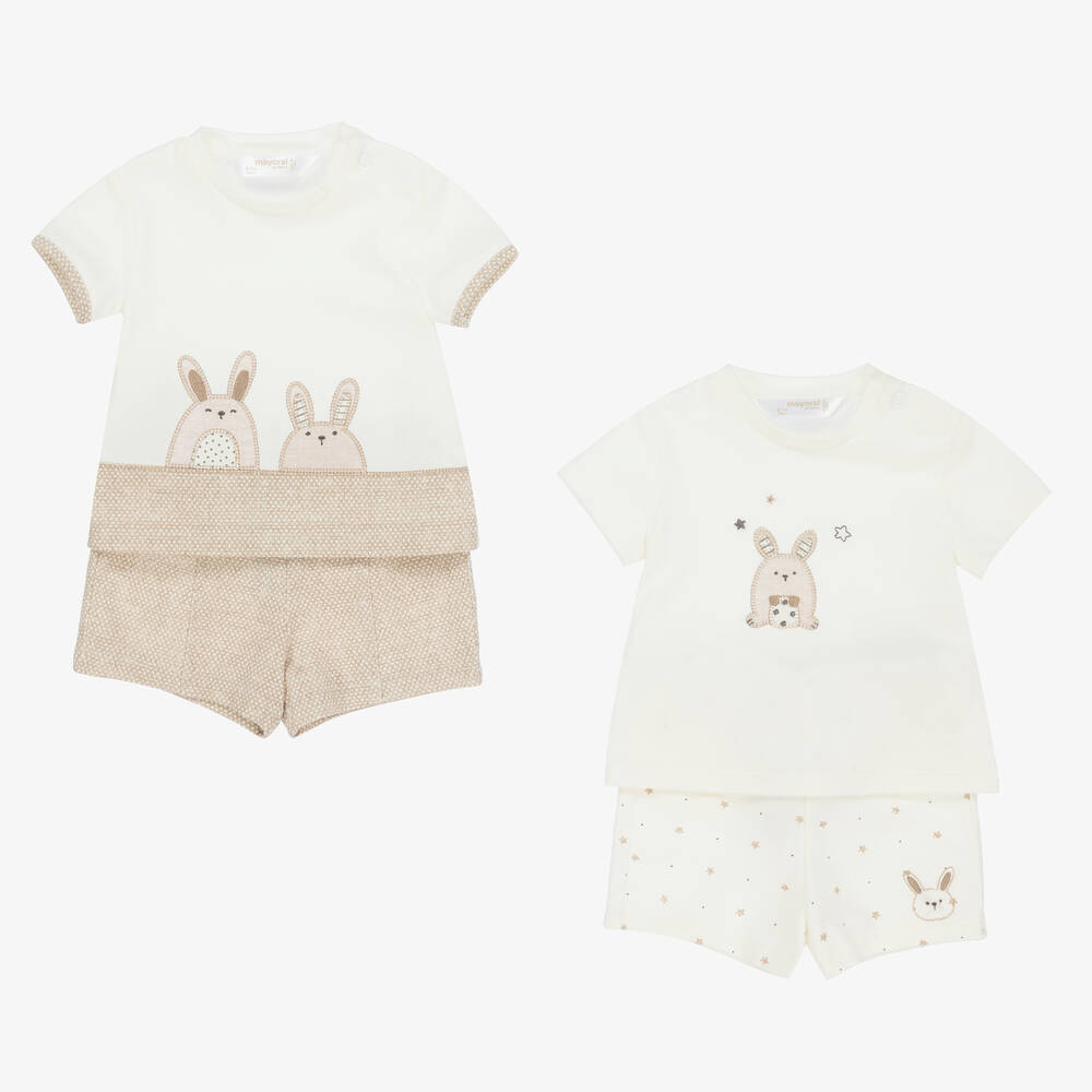 Mayoral-Baby Boys Ivory Cotton Shorts Set (2 Pack) | Childrensalon Outlet