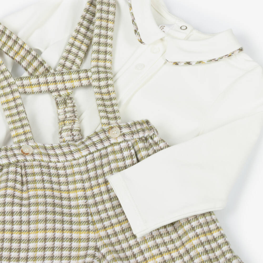 Mayoral Newborn-Baby Boys Ivory & Green Checked Shorts Set | Childrensalon Outlet