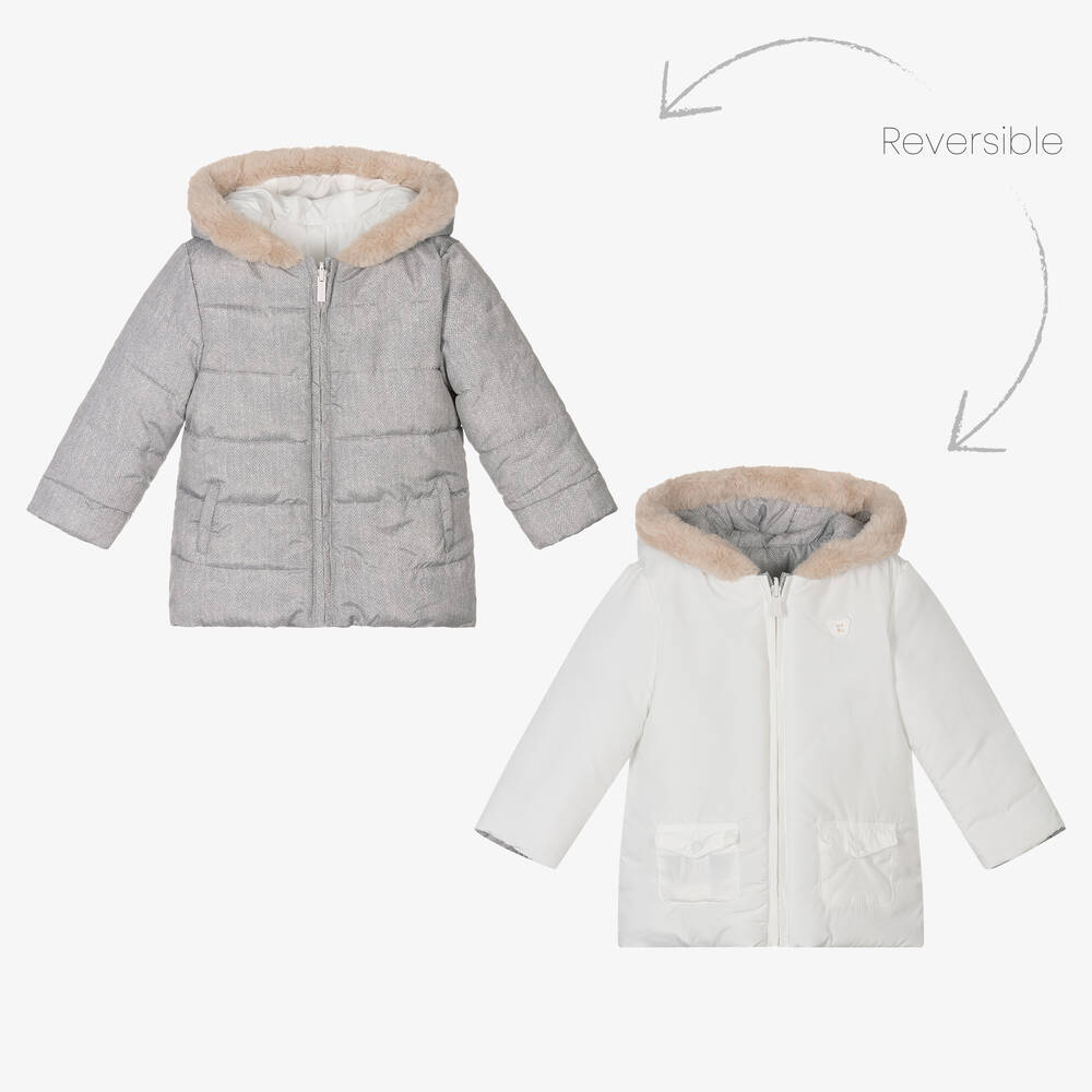 Mayoral Newborn - Manteau ivoire réversible bébé | Childrensalon