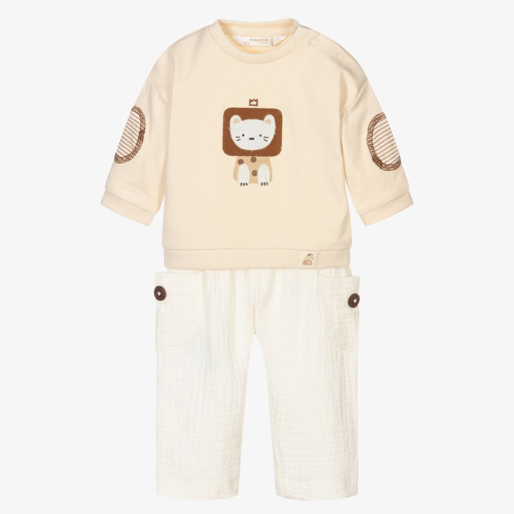 Mayoral Newborn-Baby Boys Ivory Trouser Set | Childrensalon Outlet