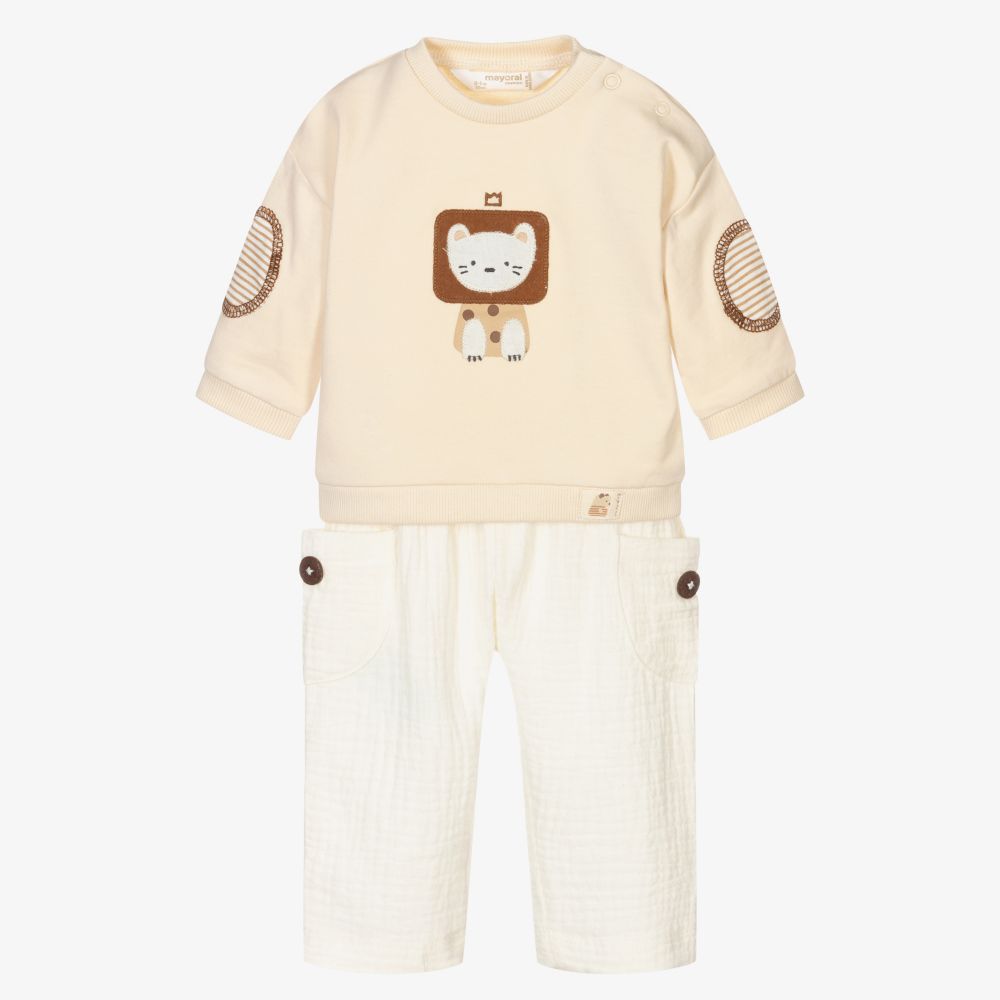 Mayoral Newborn - Baby Boys Ivory Trouser Set | Childrensalon